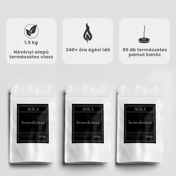3 csomag homokviasz + 90 kanóc – SOLA® - Az én boltom
