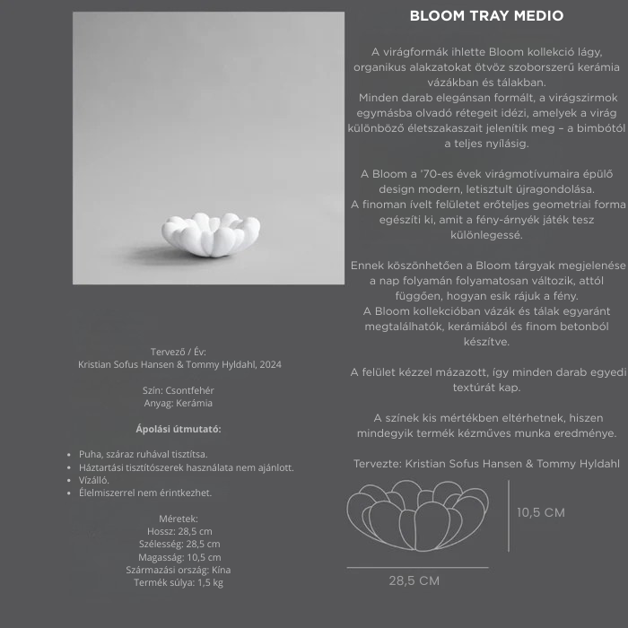 BLOOM fehér kerámia tál homokviaszhoz - Az én boltom