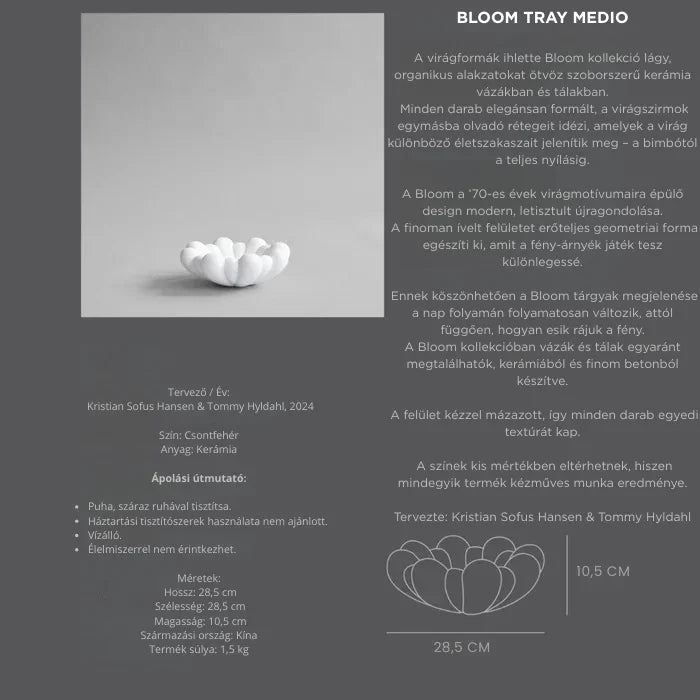 BLOOM fehér kerámia tál homokviaszhoz - Az én boltom