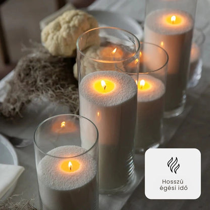 SOLA® Prémium Hófehér Homokviasz (500g) – Önmagát eloltó, korommentes gyertya + 30db ajándék kanóc - Az én boltom